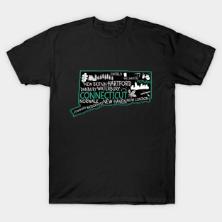 Connecticut Putnam cute map New Haven Enfield Willington Stamford Bridgeport T-Shirt